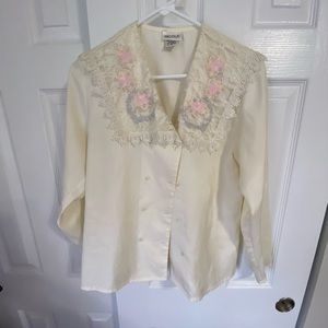 Coquette pastel lace collar blouse